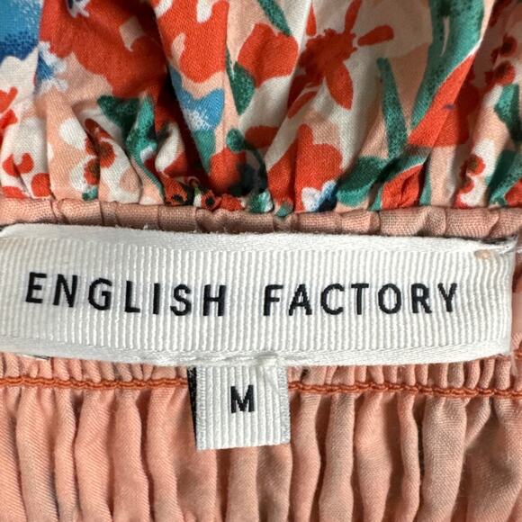 English Factory Ruffle Neck Smocked Top Floral Cropped M NWOT Feminine Playful - Picture 7 of 8